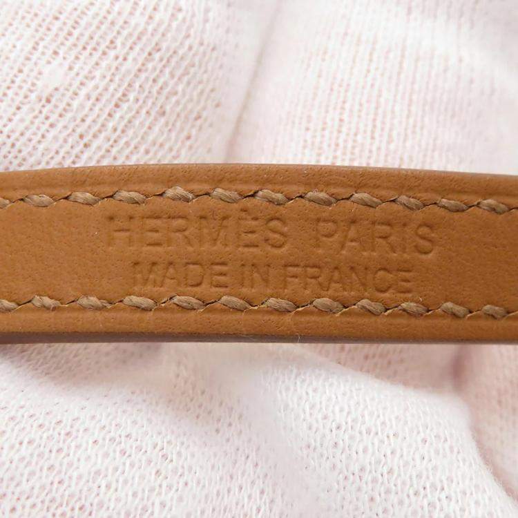 Pre Owned Hermes Leather Bracelet Croisier Size T2 Nata Swift Leather