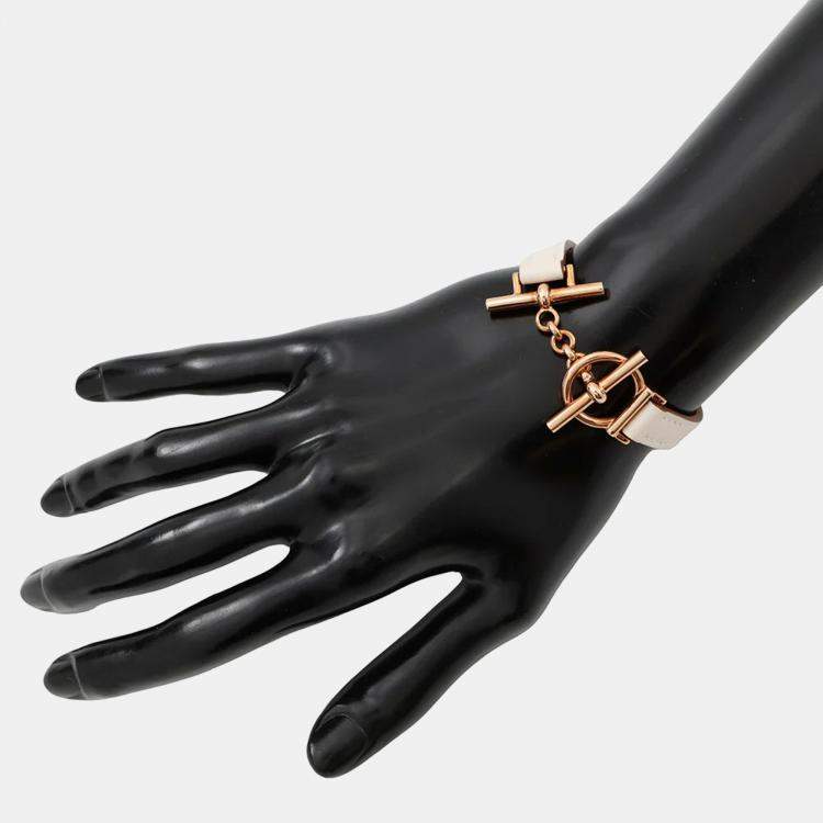 Pre Owned Hermes Leather Bracelet Croisier Size T2 Nata Swift Leather