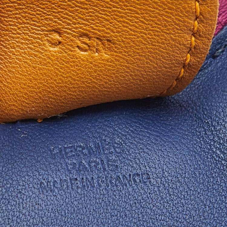 Pre Owned Hermès Bleu de Malte/Anemone/Natural Milo Leather GriGri Rodeo Bag Charm MM