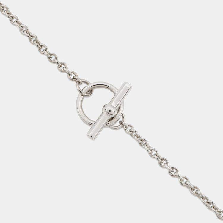 Pre Owned Hermes Mini Maillon Necklace Size PM Black Lacquer Metal