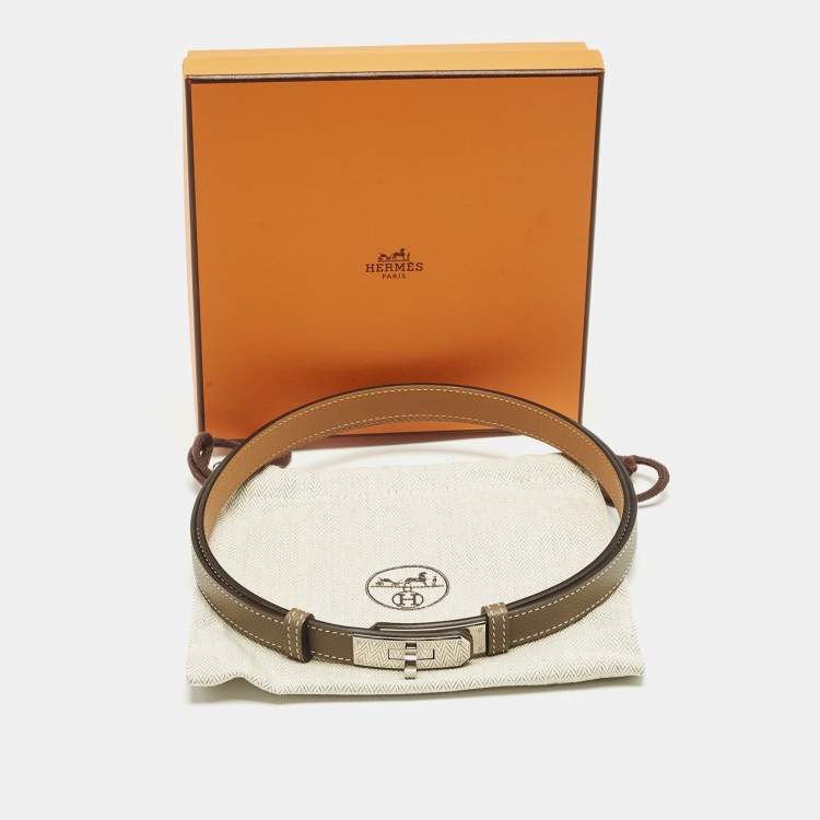 Pre Owned Hermès Kelly Adjustable Belt Taupe Epsom Leather