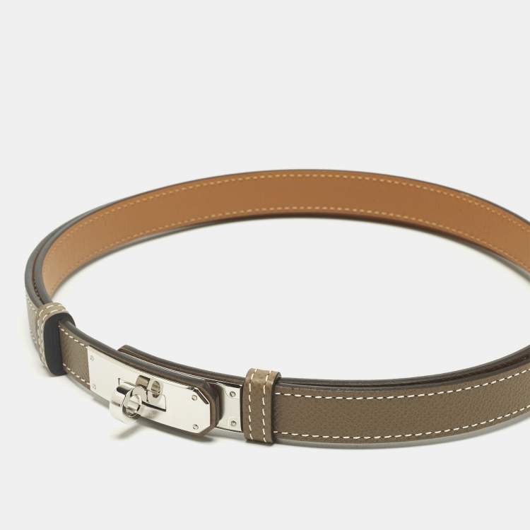 Pre Owned Hermès Kelly Adjustable Belt Taupe Epsom Leather