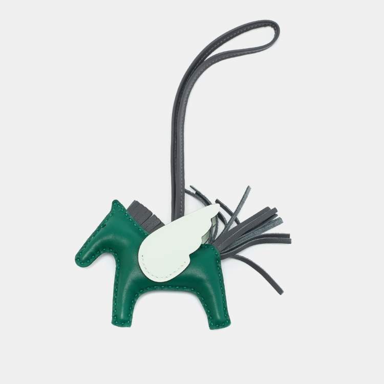 Pre Owned Hermès Rodeo Pegase PM Bag Charm Vert Moyen/Ardoise/Vert Peppermint Milo Leather 