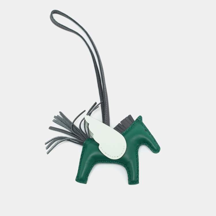 Pre Owned Hermès Rodeo Pegase PM Bag Charm Vert Moyen/Ardoise/Vert Peppermint Milo Leather 