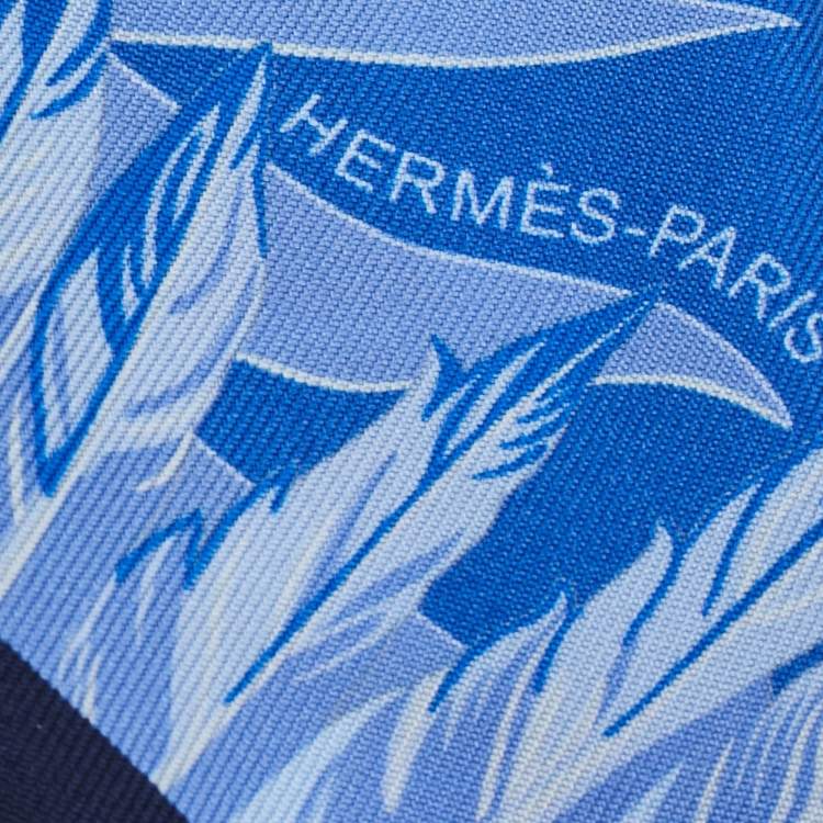 Pre Owned Hermes Cobalt Blue Cheval Phoenix Silk Twilly