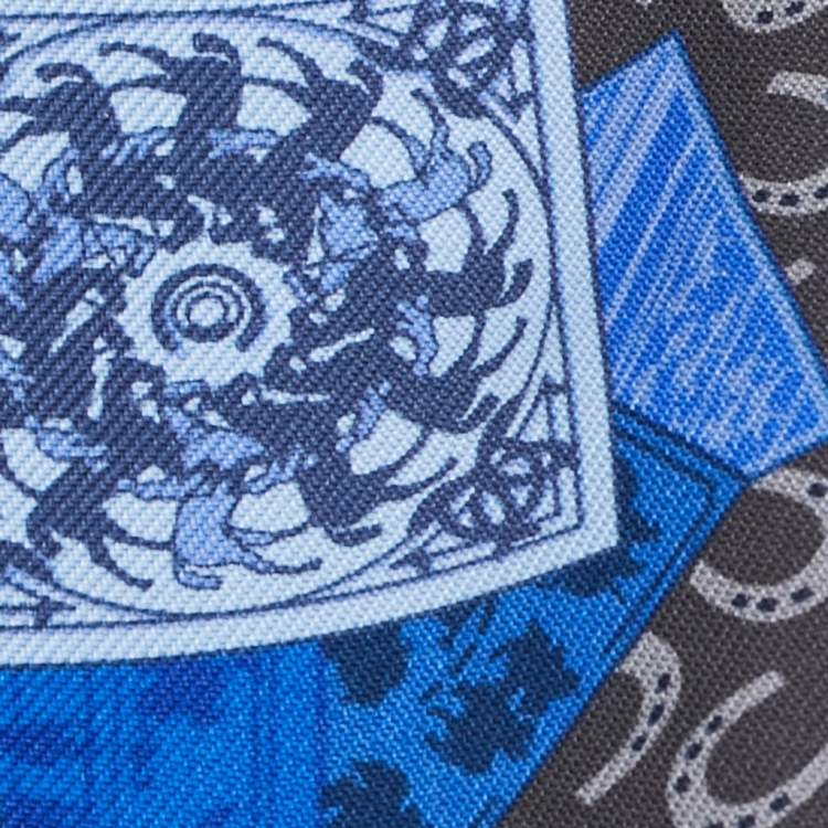 Pre Owned Hermes Cobalt Blue Cheval Phoenix Silk Twilly