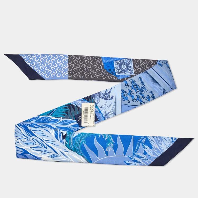 Pre Owned Hermes Cobalt Blue Cheval Phoenix Silk Twilly