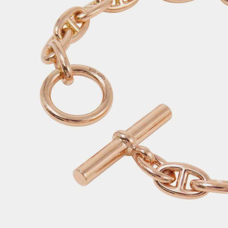 Pre Owned Hermes Chaine D'Ancre Bracelet 22 Frames Size TPM 18K Pink Gold