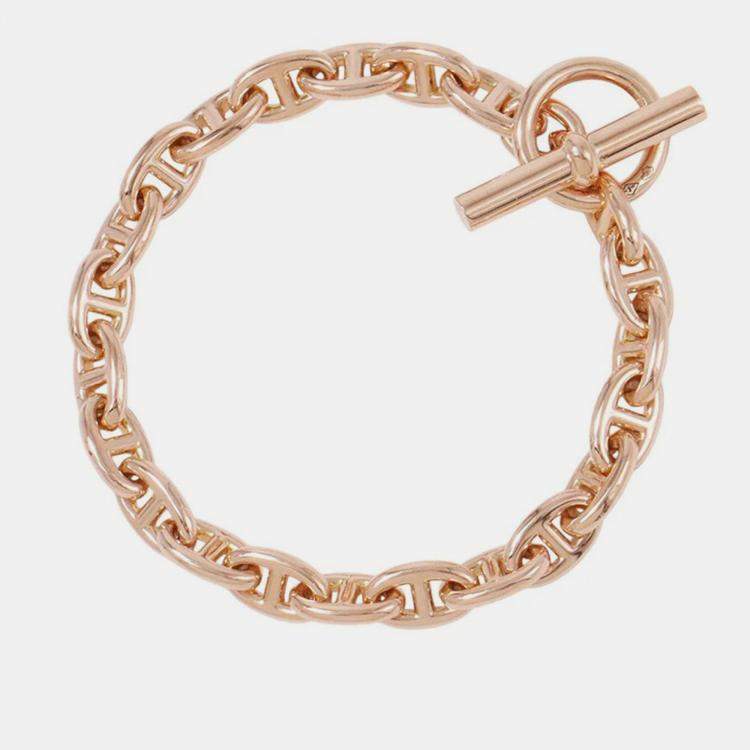 Pre Owned Hermes Chaine D'Ancre Bracelet 22 Frames Size TPM 18K Pink Gold