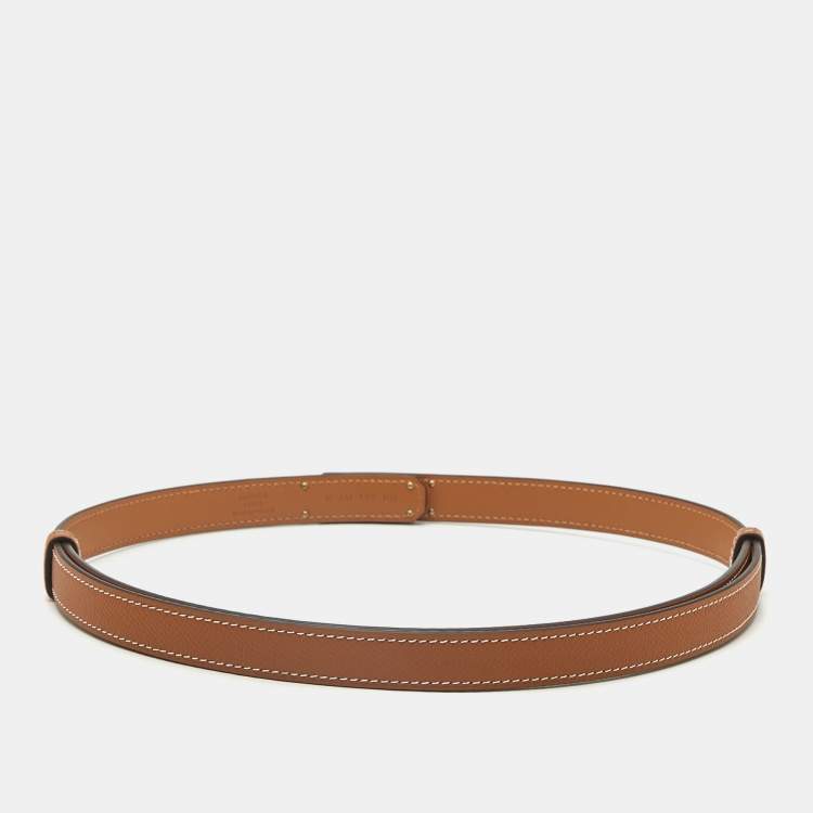 Pre Owned Hermes Kelly 18 Gold Finish Adjustable Belt Gold Epsom Leather