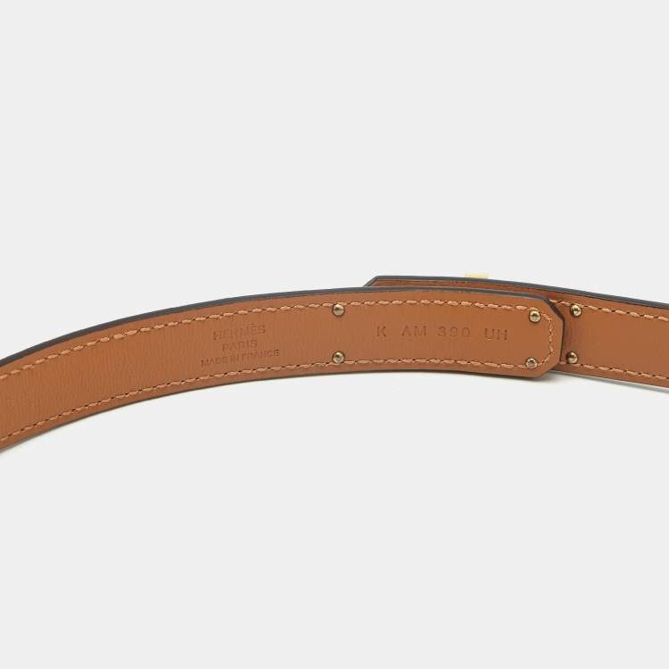 Pre Owned Hermes Kelly 18 Gold Finish Adjustable Belt Gold Epsom Leather