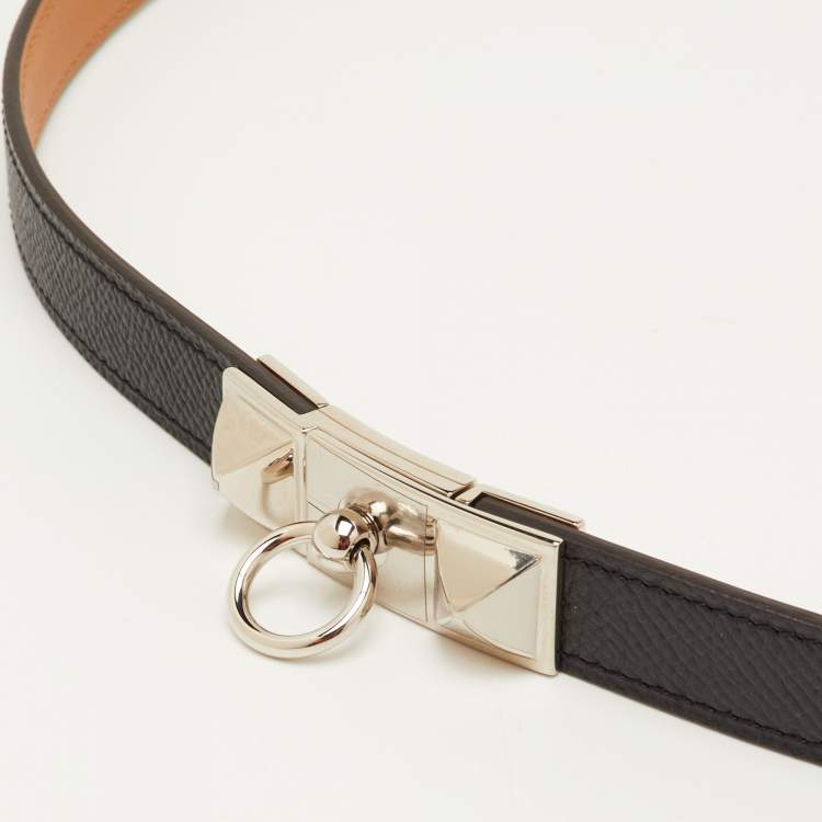 مملوكة مسبقًا Hermès Black/Natural Epsom Leather Rivale Reversible Belt 90cm