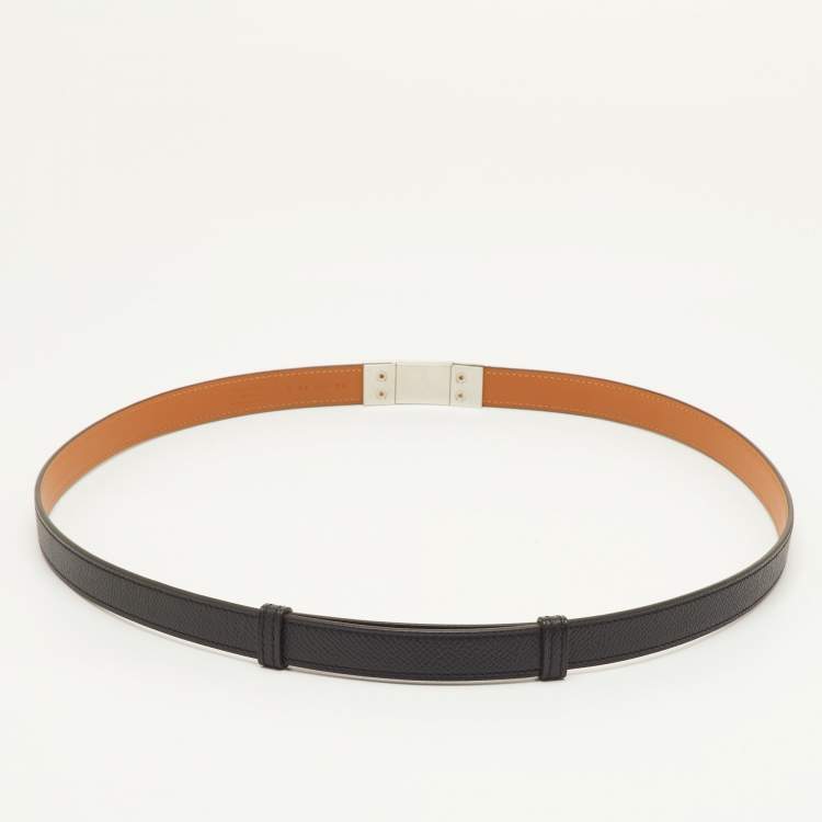 مملوكة مسبقًا Hermès Black/Natural Epsom Leather Rivale Reversible Belt 90cm