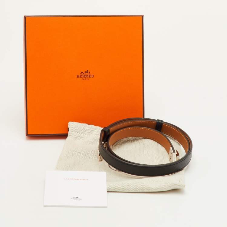 مملوكة مسبقًا Hermès Black/Natural Epsom Leather Rivale Reversible Belt 90cm
