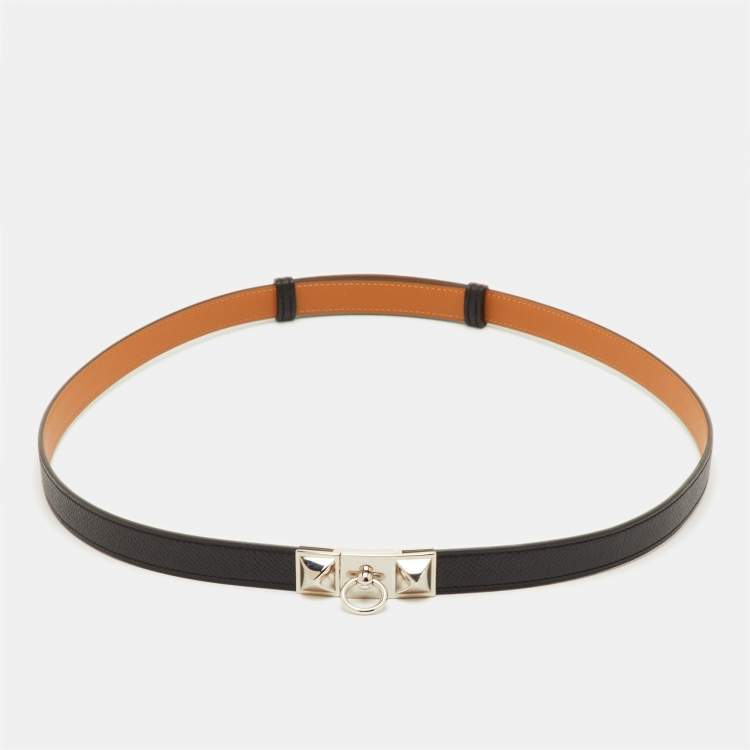 مملوكة مسبقًا Hermès Black/Natural Epsom Leather Rivale Reversible Belt 90cm