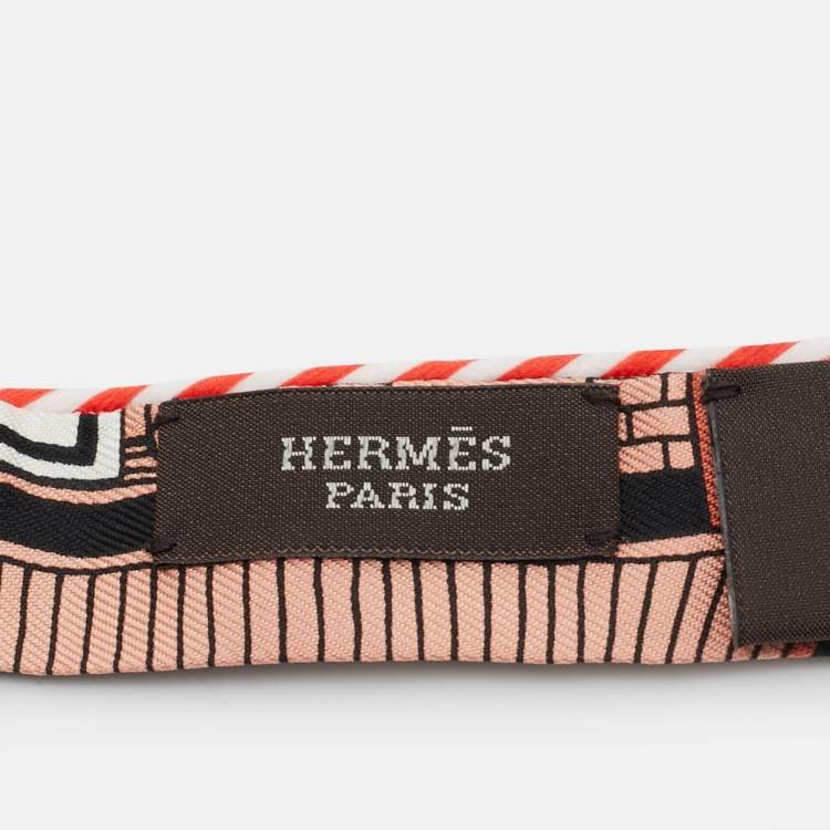 Pre Owned Hermès Blush Orange Hermes-Paris Station Silk Candy Doll Twilly 