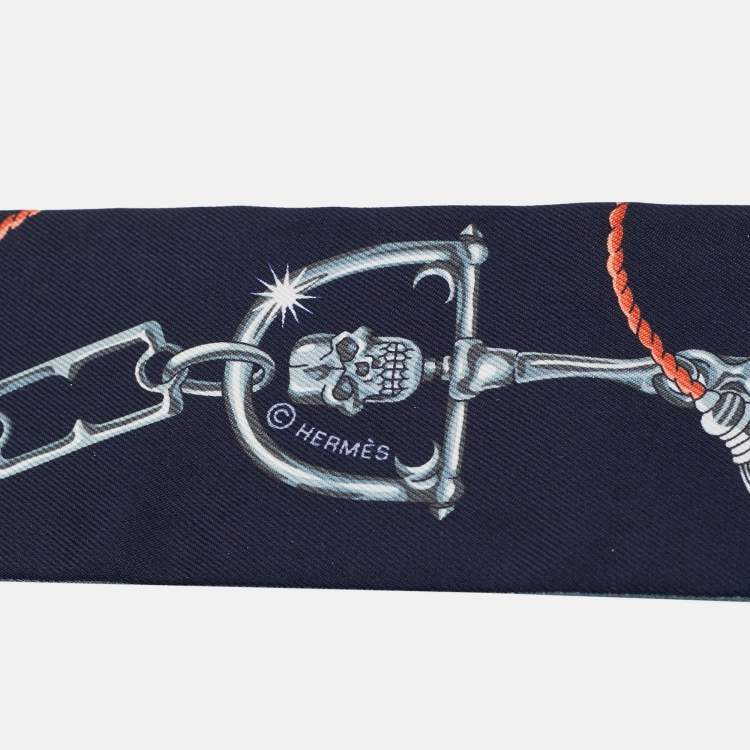 Pre Owned Hermès Marine Blue C'est la Fete Silk Twilly