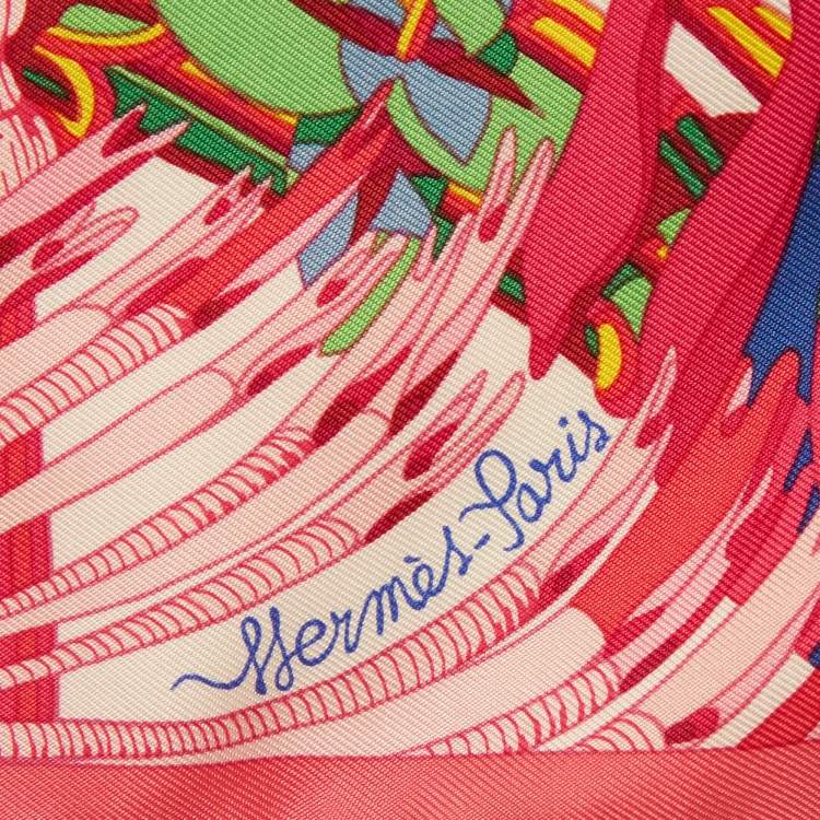 Pre Owned Hermès Pink Fantaisie Botanique Silk Scarf 45