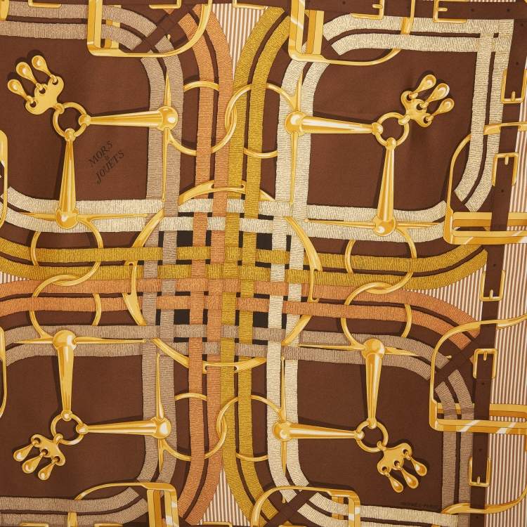 Pre Owned Hermès Brown Mors a Jouets Silk Scarf 70