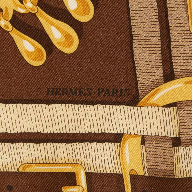 Pre Owned Hermès Brown Mors a Jouets Silk Scarf 70