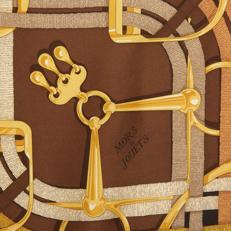 Pre Owned Hermès Brown Mors a Jouets Silk Scarf 70