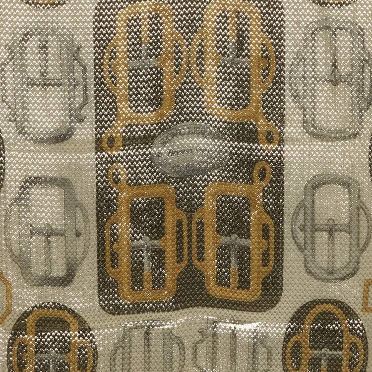 Pre Owned Hermès Cream/Gold Bouclerie d'Attelage Lurex Silk Glitter Scarf