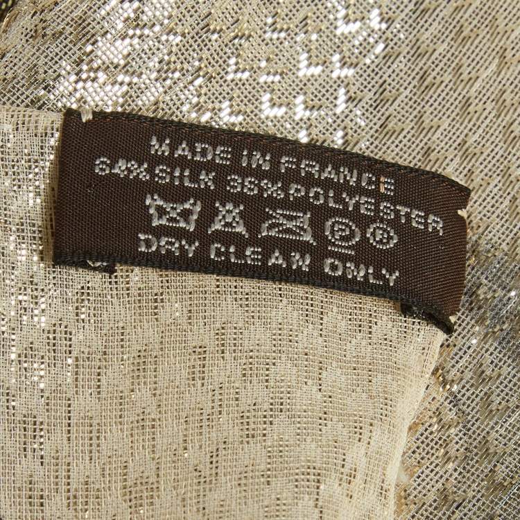 Pre Owned Hermès Cream/Gold Bouclerie d'Attelage Lurex Silk Glitter Scarf