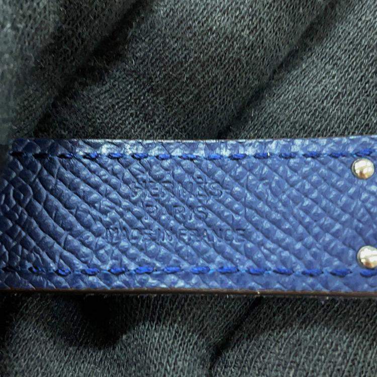Pre Owned Hermes Belt Kelly Jean Blue Indigo/White/Blue Navy Denim Epsom Size 18