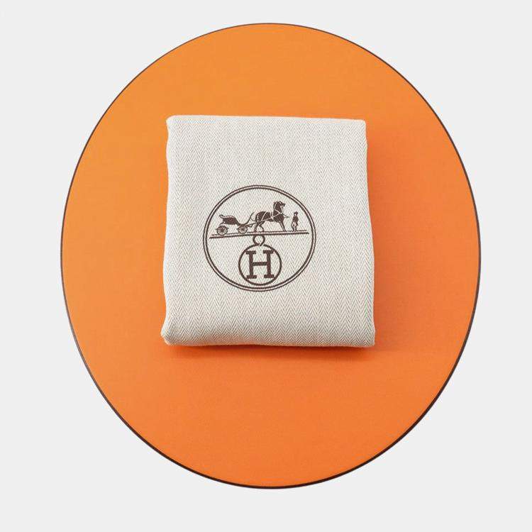 Pre Owned Hermes Serena H Electric Cap Size 57 Blanc Lotus Cotton100%