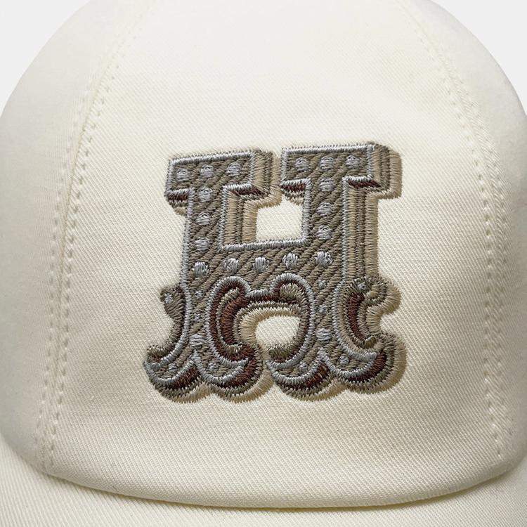 Pre Owned Hermes Serena H Electric Cap Size 57 Blanc Lotus Cotton100%