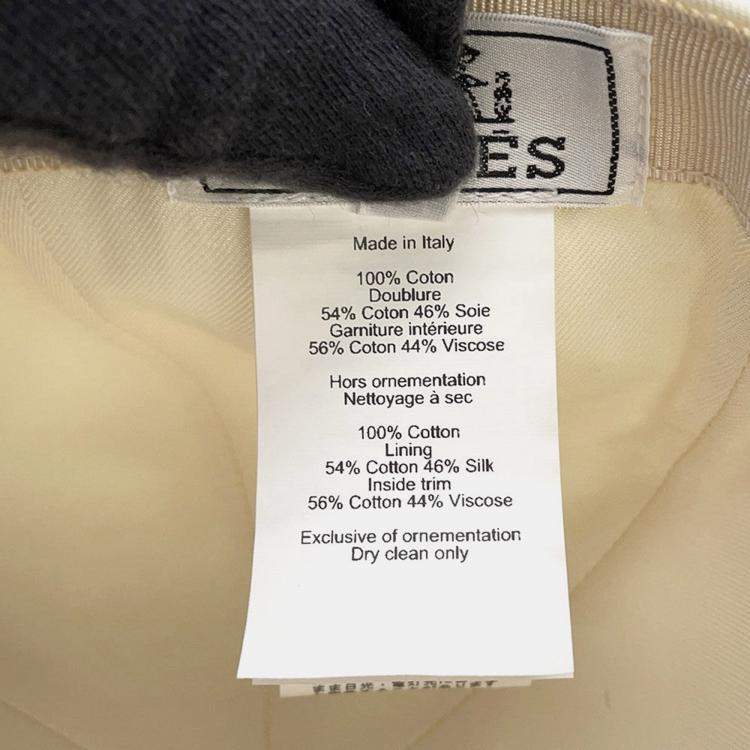 Pre Owned Hermes Serena H Electric Cap Size 57 Blanc Lotus Cotton100%