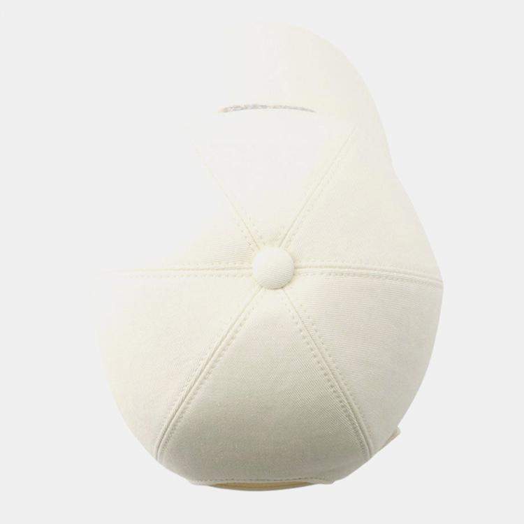 Pre Owned Hermes Serena H Electric Cap Size 57 Blanc Lotus Cotton100%