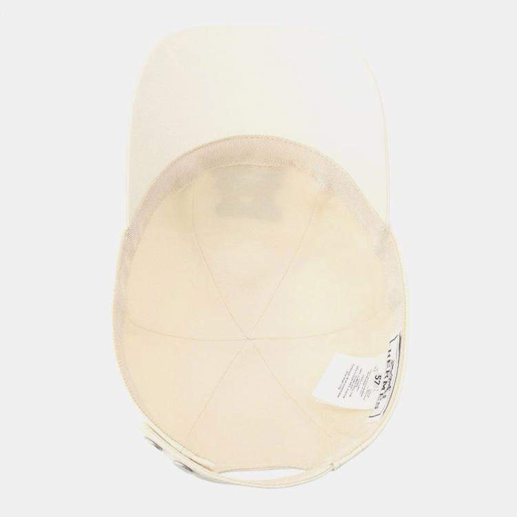 Pre Owned Hermes Serena H Electric Cap Size 57 Blanc Lotus Cotton100%