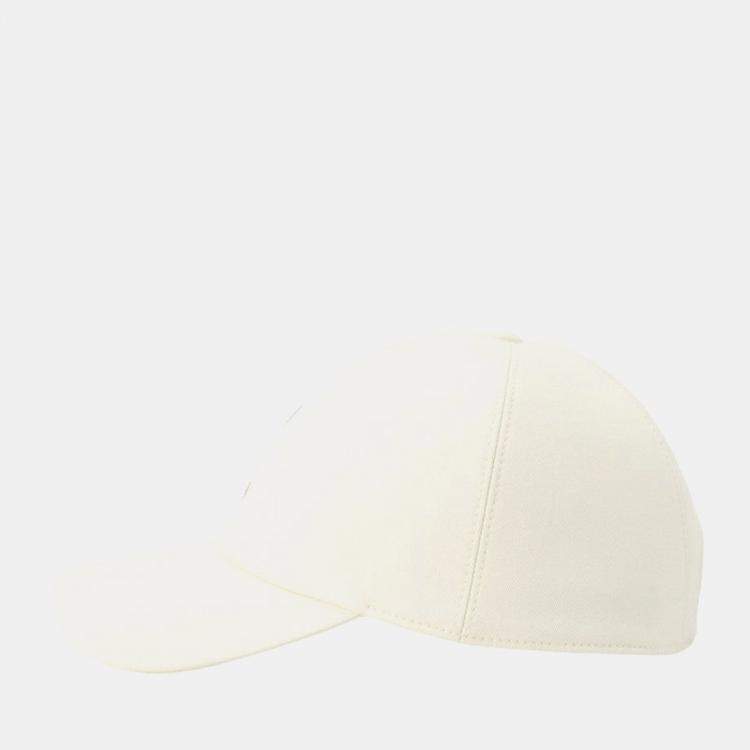 Pre Owned Hermes Serena H Electric Cap Size 57 Blanc Lotus Cotton100%