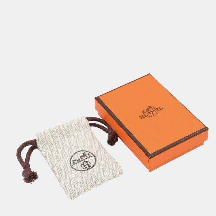 Pre Owned Hermes Earrings Oquette Size Pm Black Box Calf Leather Metal