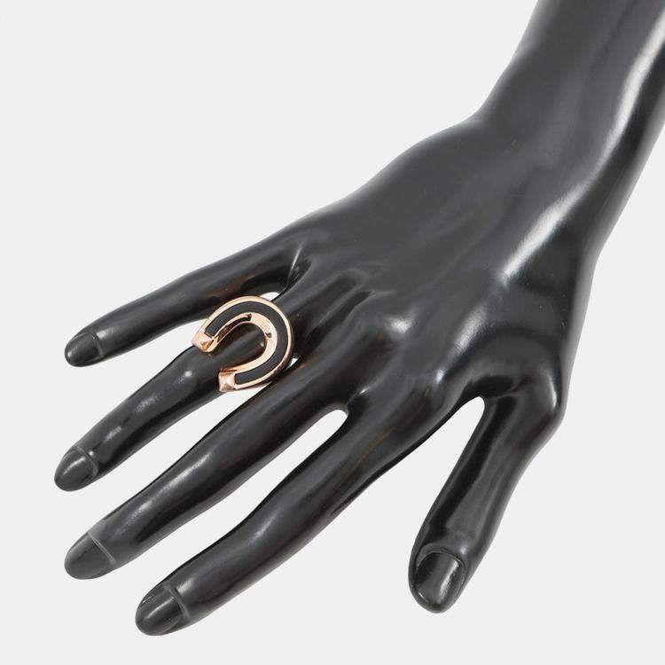 Pre Owned Hermes Ring "Joquette" Size Gm/53 Black Metal