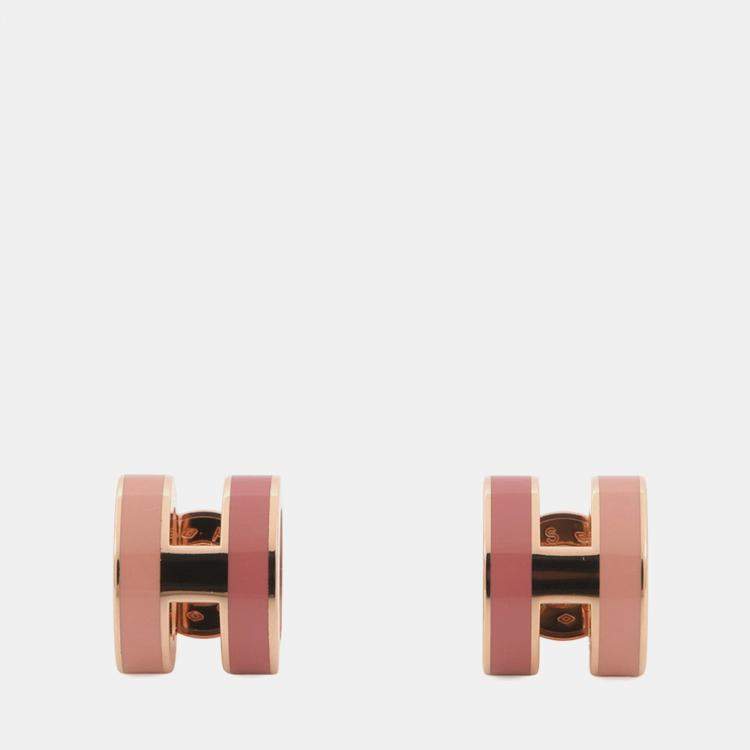Pre Owned Hermes Pop Ash Earrings Rocabar Size Mini Beauty Lacquer Gold Plated