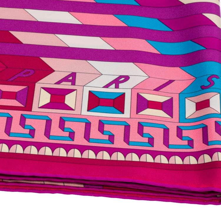 Pre Owned Hermes Fuchsia Pink Le Fil D'Ariane Silk Scarf