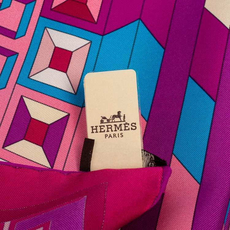 Pre Owned Hermes Fuchsia Pink Le Fil D'Ariane Silk Scarf
