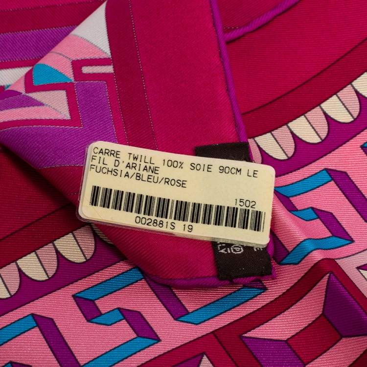 Pre Owned Hermes Fuchsia Pink Le Fil D'Ariane Silk Scarf