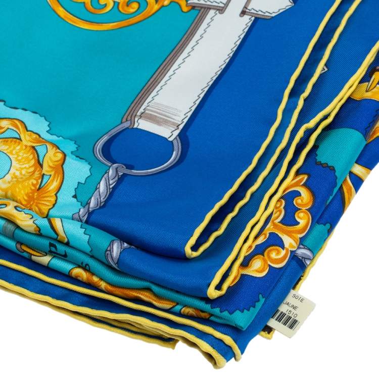 Pre Owned Hermès Blue Cuivreries Silk Scarf