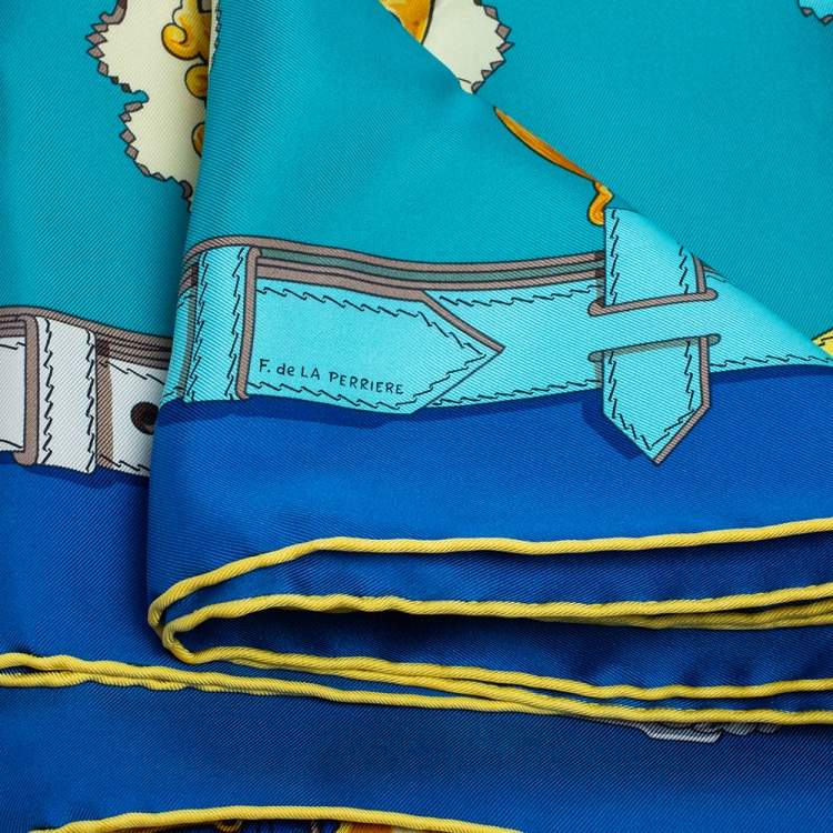 Pre Owned Hermès Blue Cuivreries Silk Scarf