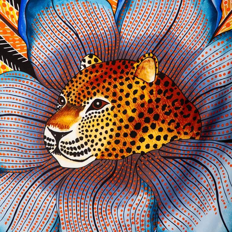 Pre Owned Hermès Multicolor Baobab Cat Silk Scarf