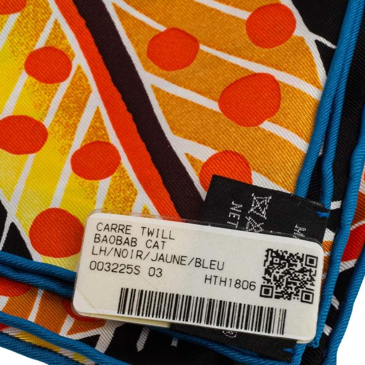 Pre Owned Hermès Multicolor Baobab Cat Silk Scarf