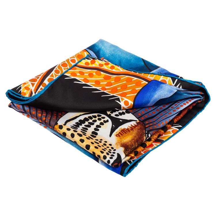 Pre Owned Hermès Multicolor Baobab Cat Silk Scarf