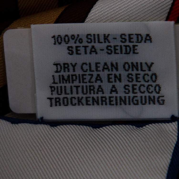 Pre Owned Hermes White Grand Tralala Silk Twill Scarf