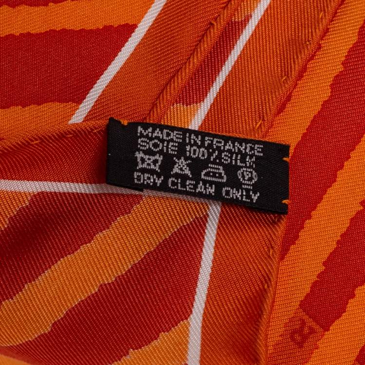 Pre Owned Hermes Pour Burj Al Arab Orange Silk Square Scarf 