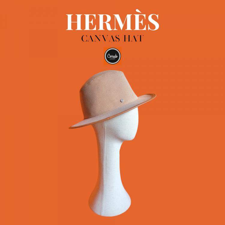 Pre Owned Hermes Brown Cappello Hat Size 56 cm
