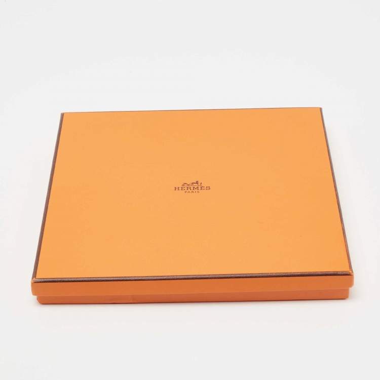 Pre Owned Hermes Orange/White Index Bromeliaceae Print Silk Square Scarf