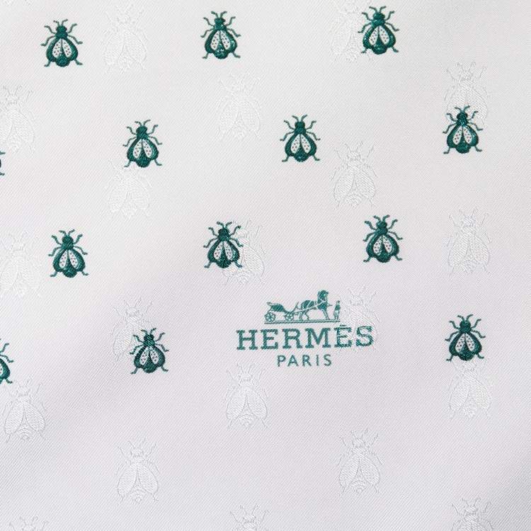 Pre Owned Hermes Light Blue Bee Printed Silk Square Scarf